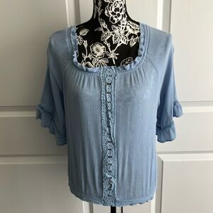 Light Blue Ruffled Blouse